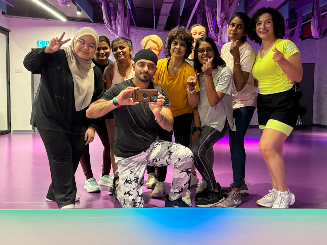 Coach Rash leading a BollyBhangra Fit class